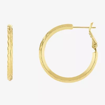 Silver Reflections Diamond Cut Womens 14K Gold Over Brass 30mm Hoop Earrings