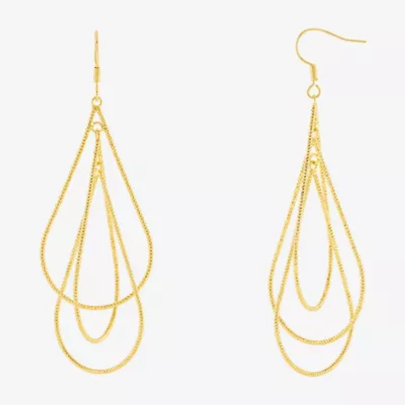 Silver Reflections Orbital Womens 14K Gold Over Brass Drop Earrings