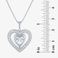 Womens Lab Created White Sapphire Sterling Silver Heart 18 Inch Pendant Necklace