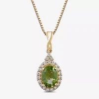 Womens Genuine Green Peridot 14K Gold Over Silver 18 Inch Pendant Necklace