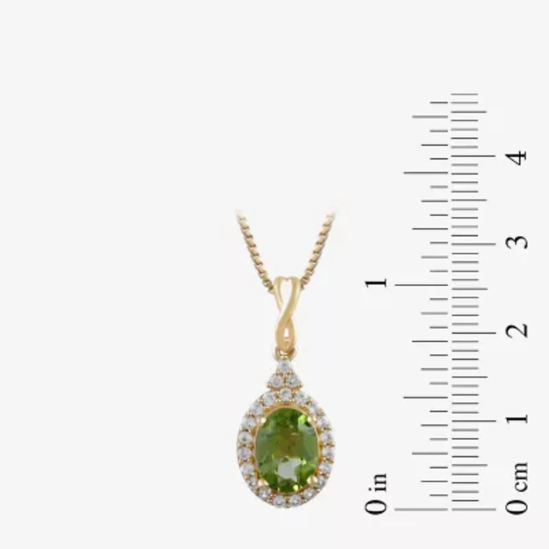 Womens Genuine Green Peridot 14K Gold Over Silver 18 Inch Pendant Necklace