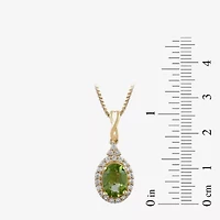 Womens Genuine Green Peridot 14K Gold Over Silver 18 Inch Pendant Necklace