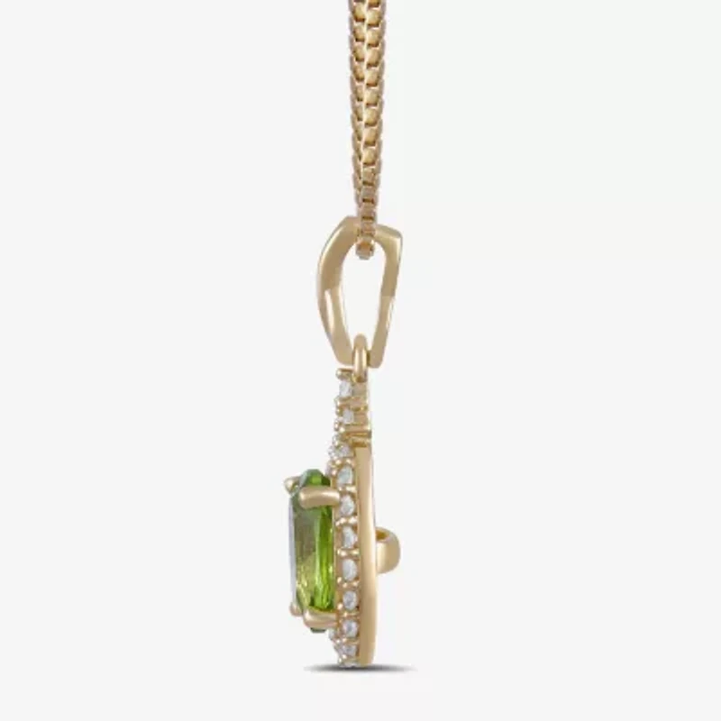 Womens Genuine Green Peridot 14K Gold Over Silver 18 Inch Pendant Necklace