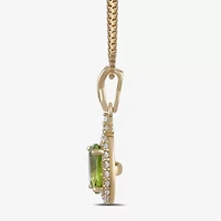 Womens Genuine Green Peridot 14K Gold Over Silver 18 Inch Pendant Necklace