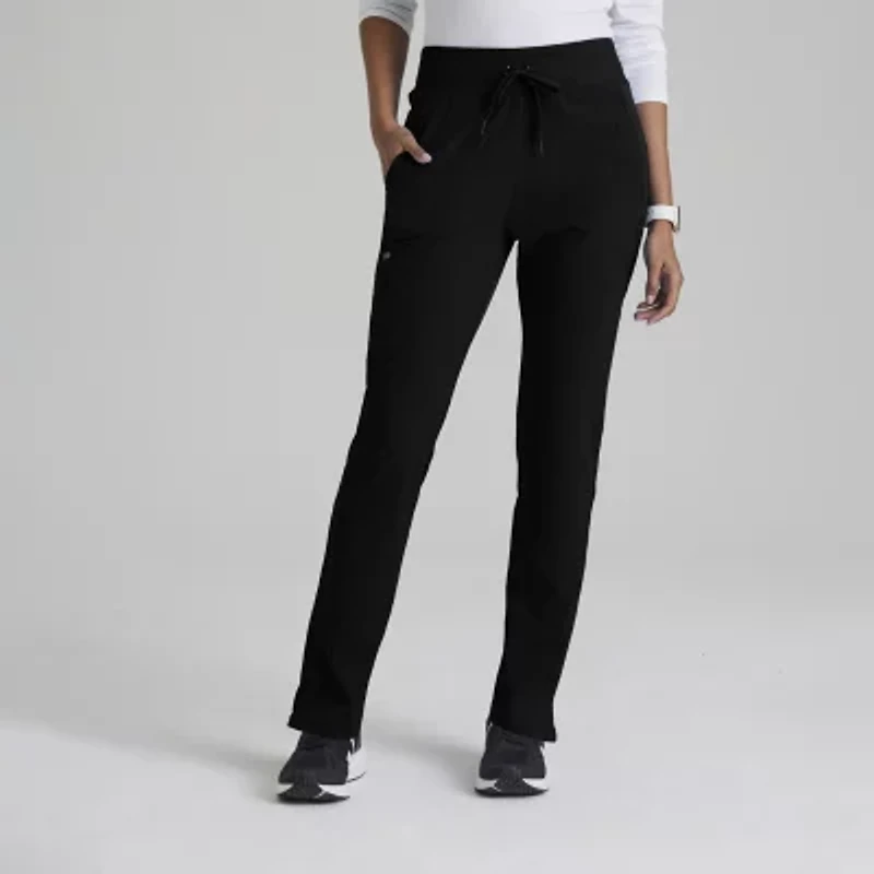 Barco One Bop597 Uplift 5-Pocket Mid-Rise Tapered Leg Womens Petite Moisture Wicking Scrub Pant