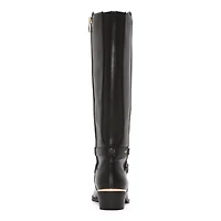 Liz Claiborne Womens Tarla Wide Calf Stacked Heel Riding Boots