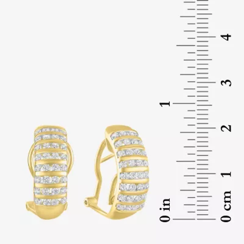 (G-H / I1-I2) Womens 1 CT. T.W. Lab Grown White Diamond 10K Gold 23mm Hoop Earrings