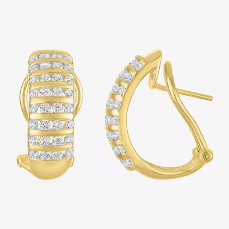 (G-H / I1-I2) Womens 1 CT. T.W. Lab Grown White Diamond 10K Gold 23mm Hoop Earrings