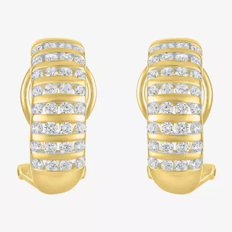 (G-H / I1-I2) Womens 1 CT. T.W. Lab Grown White Diamond 10K Gold 23mm Hoop Earrings