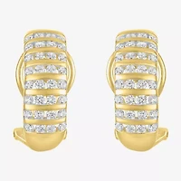 (G-H / I1-I2) Womens 1 CT. T.W. Lab Grown White Diamond 10K Gold 23mm Hoop Earrings