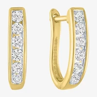 (G-H / I1-I2) Womens 1/3 CT. T.W. Lab Grown White Diamond 10K Gold 13.5mm Hoop Earrings