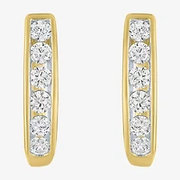 (G-H / I1-I2) Womens 1/3 CT. T.W. Lab Grown White Diamond 10K Gold 13.5mm Hoop Earrings