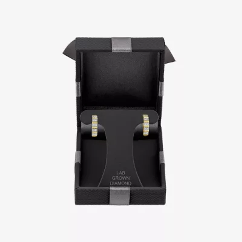 (I1-I2/G-H) Womens 1/6 CT. T.W. Lab Grown White Diamond 10K Gold 13mm Hoop Earrings