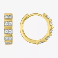 (I1-I2/G-H) Womens 1/6 CT. T.W. Lab Grown White Diamond 10K Gold 13mm Hoop Earrings