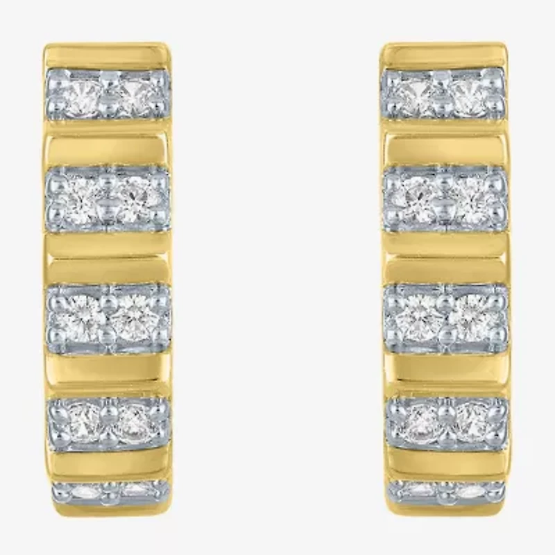 (I1-I2/G-H) Womens 1/6 CT. T.W. Lab Grown White Diamond 10K Gold 13mm Hoop Earrings