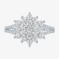 (Si2-I1 / G-H) Womens 1 CT. T.W. Lab Grown White Diamond 10K Gold Cluster Cocktail Ring