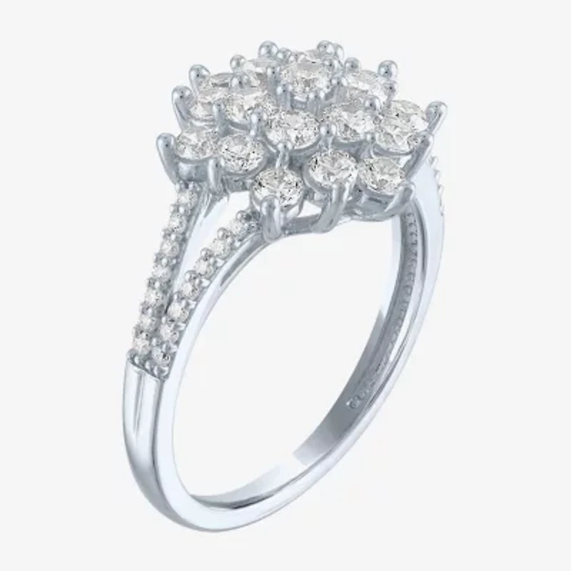 (Si2-I1 / G-H) Womens 1 CT. T.W. Lab Grown White Diamond 10K Gold Cluster Cocktail Ring