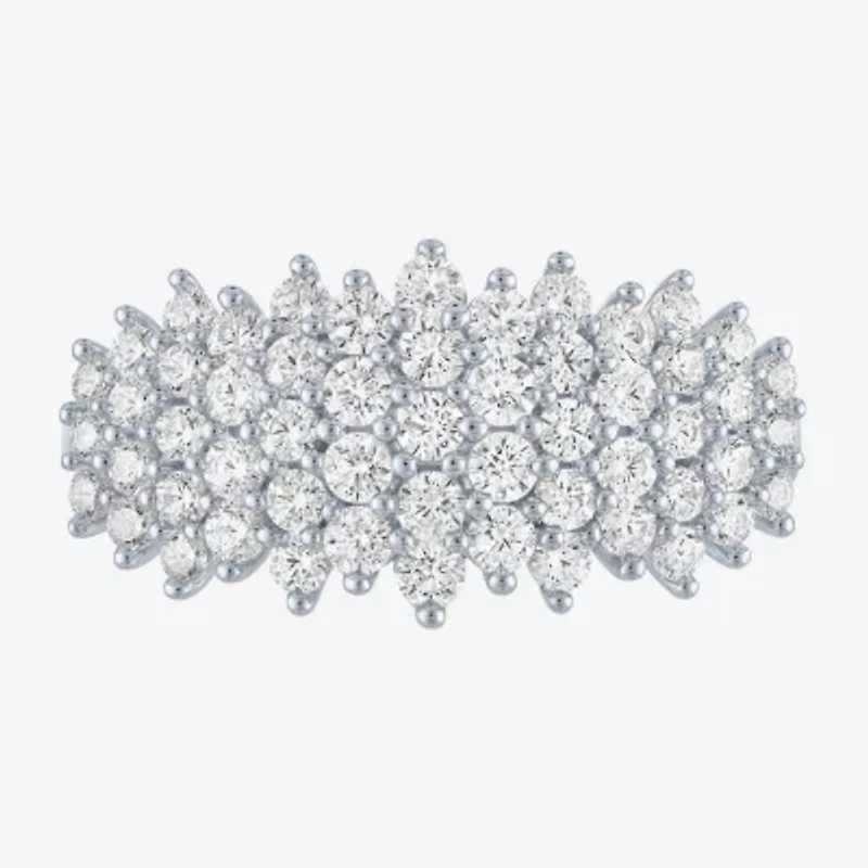 (Si2-I1/ G-H) Womens 1 CT. T.W. Lab Grown White Diamond 10K Gold Cluster Band