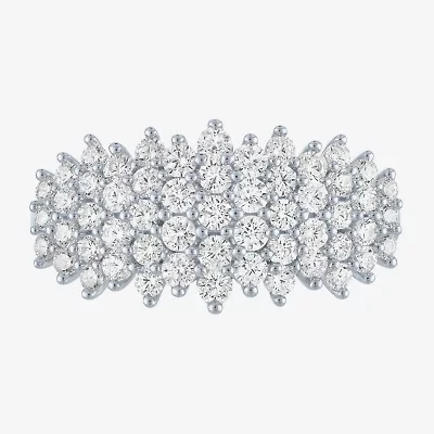 (Si2-I1/ G-H) Womens 1 CT. T.W. Lab Grown White Diamond 10K Gold Cluster Band