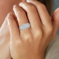 (Si2-I1/ G-H) Womens 1 CT. T.W. Lab Grown White Diamond 10K Gold Cluster Band