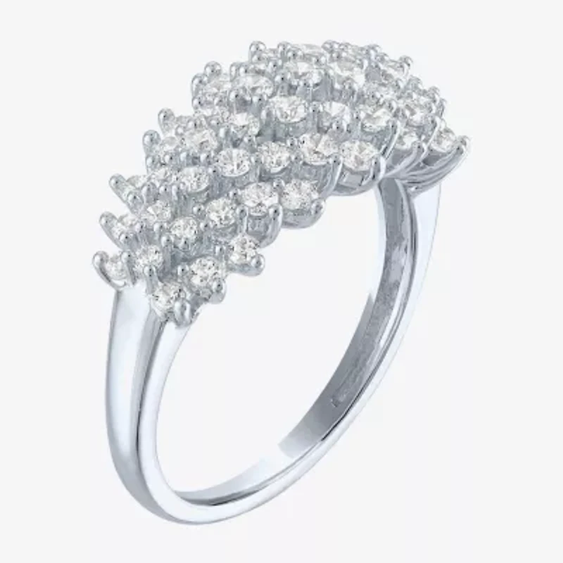 (Si2-I1/ G-H) Womens 1 CT. T.W. Lab Grown White Diamond 10K Gold Cluster Band