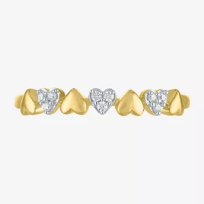 (G-H/ I1-I2) Womens Diamond Accent Lab Grown White 10K Gold Heart Band