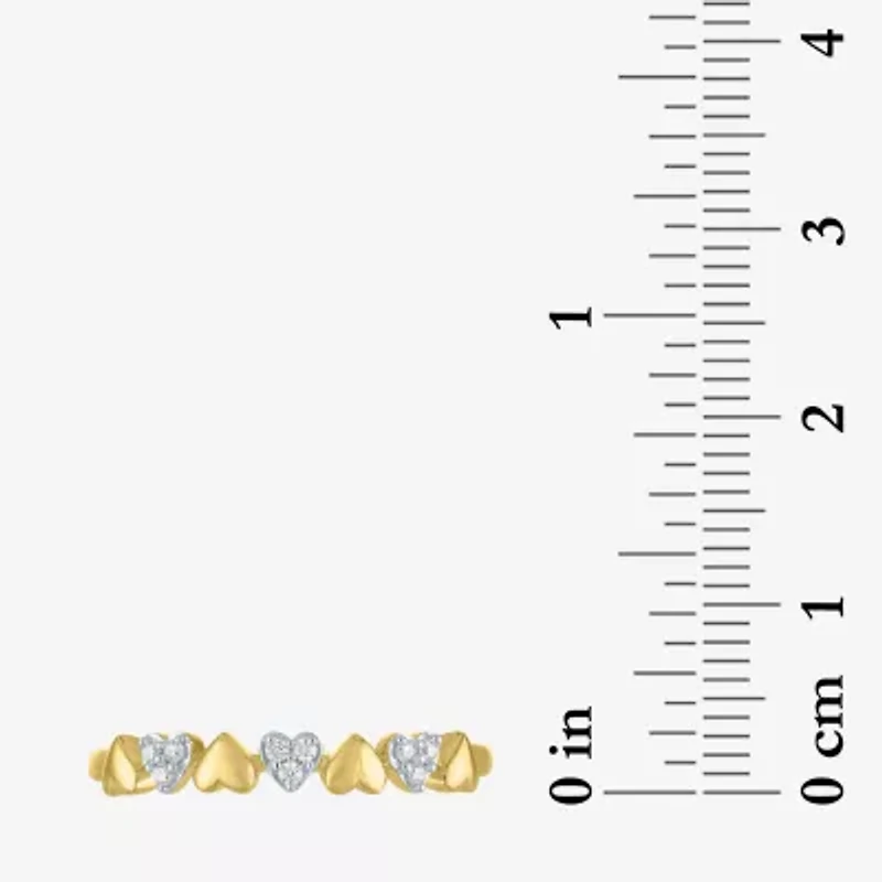 (G-H/ I1-I2) Womens Diamond Accent Lab Grown White 10K Gold Heart Band