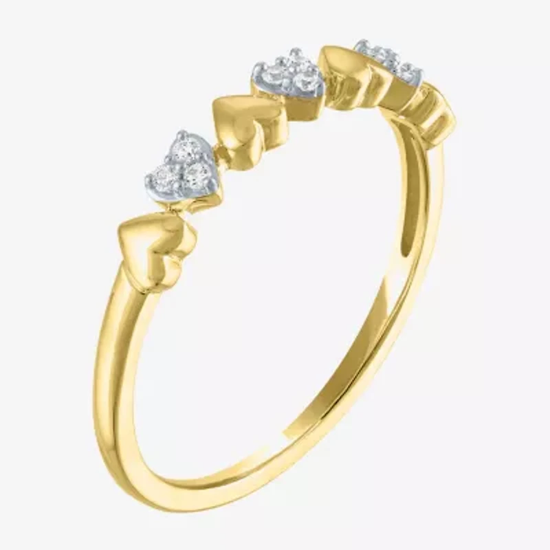 (G-H/ I1-I2) Womens Diamond Accent Lab Grown White 10K Gold Heart Band