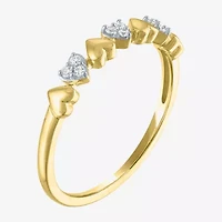 (G-H/ I1-I2) Womens Diamond Accent Lab Grown White 10K Gold Heart Band