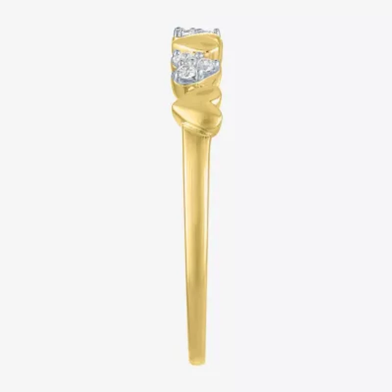 (G-H/ I1-I2) Womens Diamond Accent Lab Grown White 10K Gold Heart Band