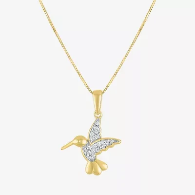 Hummingbird (I1-I2/G-H) Womens Diamond Accent Lab Grown White Diamond 10K Gold 18 Inch Pendant Necklace