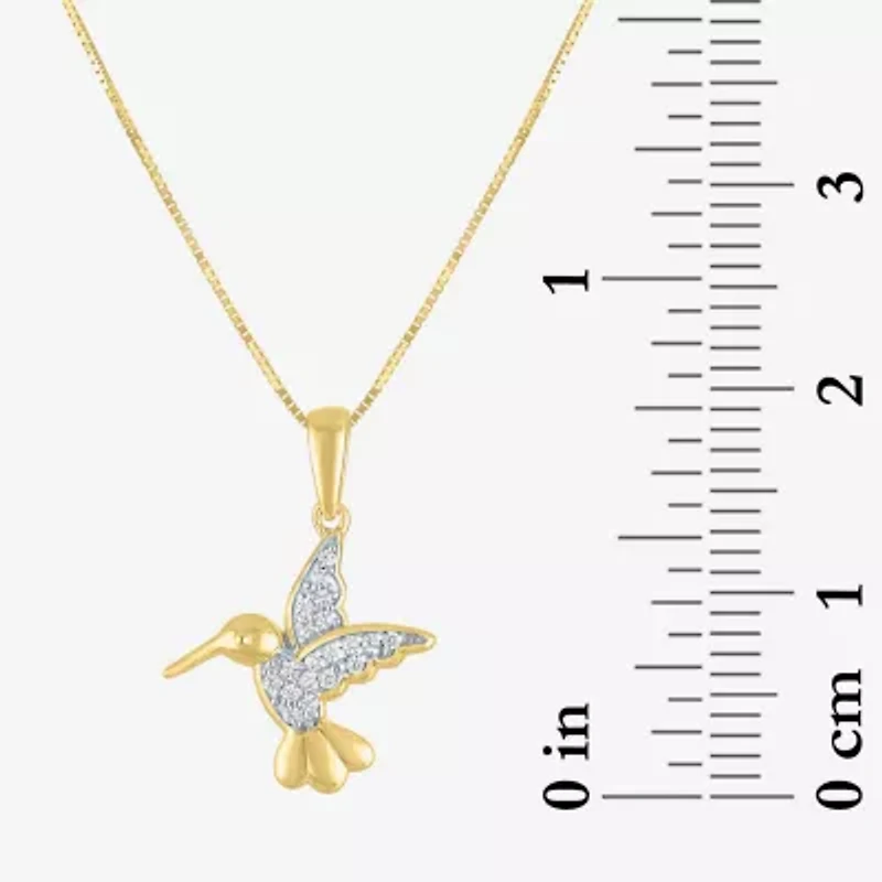 Hummingbird (I1-I2/G-H) Womens Diamond Accent Lab Grown White Diamond 10K Gold 18 Inch Pendant Necklace