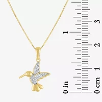 Hummingbird (I1-I2/G-H) Womens Diamond Accent Lab Grown White Diamond 10K Gold 18 Inch Pendant Necklace