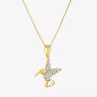 Hummingbird (I1-I2/G-H) Womens Diamond Accent Lab Grown White Diamond 10K Gold 18 Inch Pendant Necklace