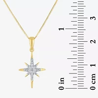 (G-H/I1-I2) North Star Womens Diamond Accent Lab Grown White Diamond 10K Gold Star 18 Inch Pendant Necklace