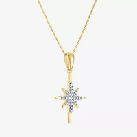(G-H/I1-I2) North Star Womens Diamond Accent Lab Grown White Diamond 10K Gold Star 18 Inch Pendant Necklace