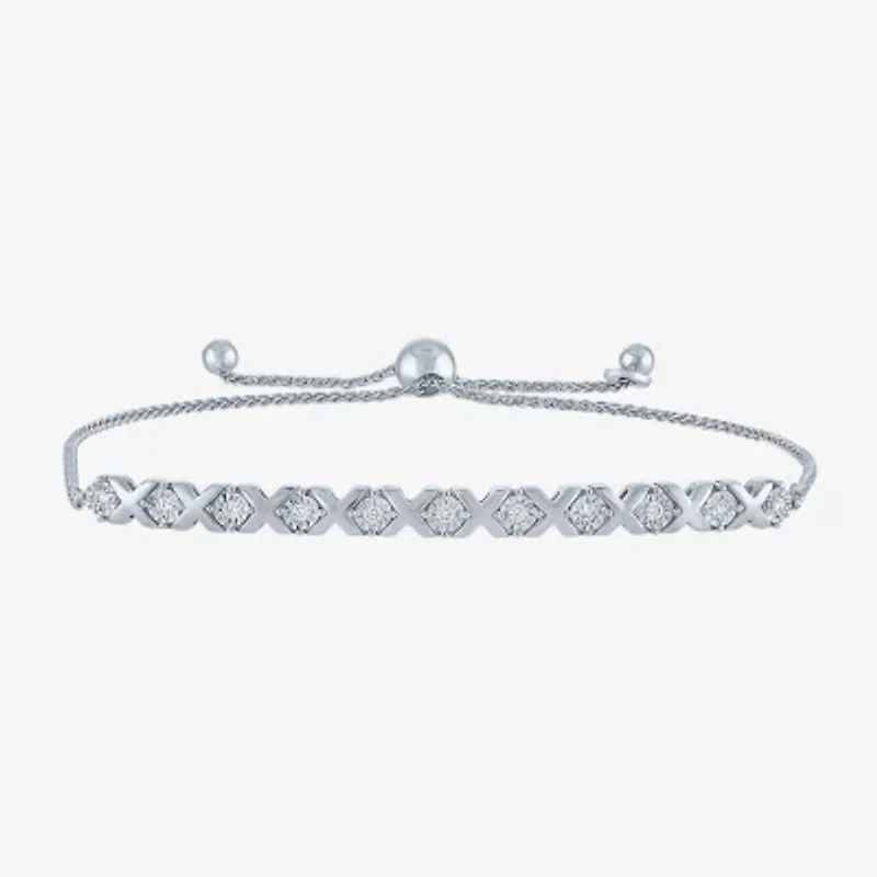 (I1-I2/ G-H) Womens 1/10 CT. T.W. Lab Grown White Diamond Sterling Silver Bolo Bracelet