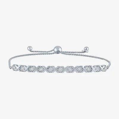 (I1-I2/ G-H) Womens 1/10 CT. T.W. Lab Grown White Diamond Sterling Silver Bolo Bracelet