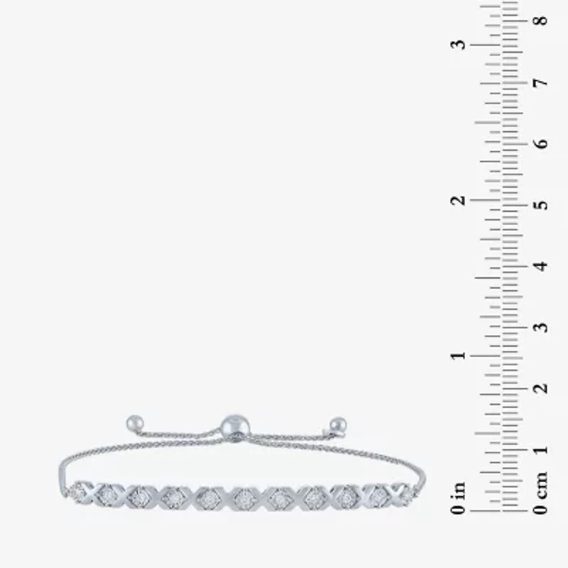(I1-I2/ G-H) Womens 1/10 CT. T.W. Lab Grown White Diamond Sterling Silver Bolo Bracelet