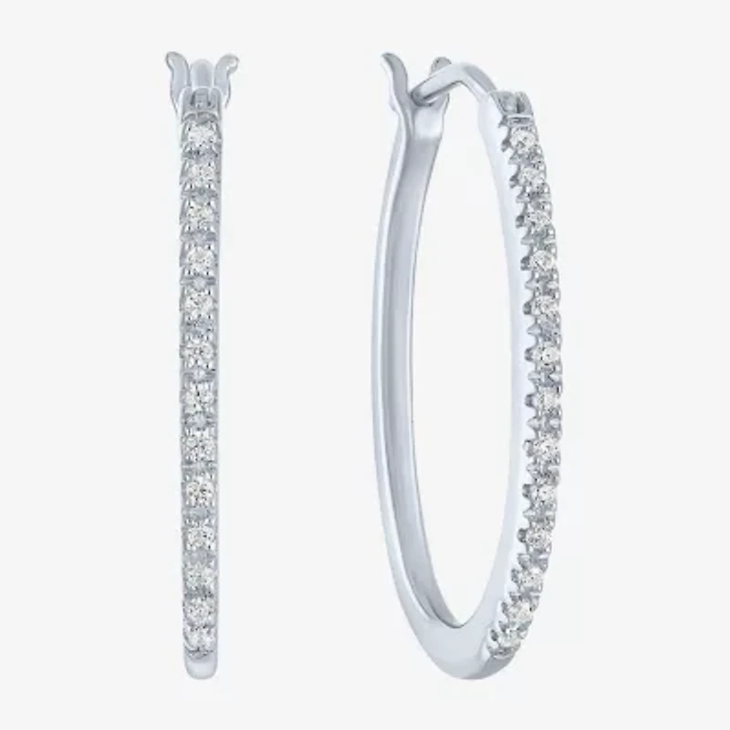 I1-I2/ G-H) Womens 1/10 CT. T.W. Lab Grown White Diamond Sterling Silver Hoop Earrings