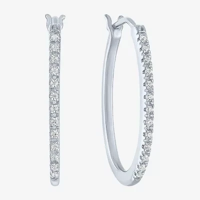 I1-I2/ G-H) Womens 1/10 CT. T.W. Lab Grown White Diamond Sterling Silver Hoop Earrings