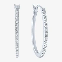 I1-I2/ G-H) Womens 1/10 CT. T.W. Lab Grown White Diamond Sterling Silver Hoop Earrings