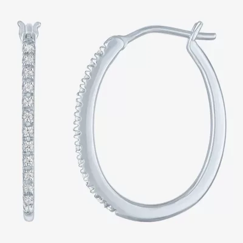 I1-I2/ G-H) Womens 1/10 CT. T.W. Lab Grown White Diamond Sterling Silver Hoop Earrings
