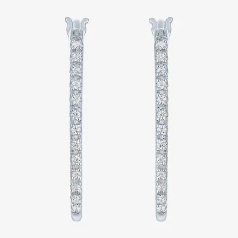 I1-I2/ G-H) Womens 1/10 CT. T.W. Lab Grown White Diamond Sterling Silver Hoop Earrings