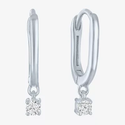 (I1-I2/ G-H) Womens 1/10 CT. T.W. Lab Grown White Diamond Sterling Silver Hoop Earrings