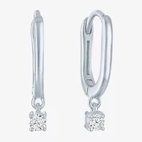 (I1-I2/ G-H) Womens 1/10 CT. T.W. Lab Grown White Diamond Sterling Silver Hoop Earrings