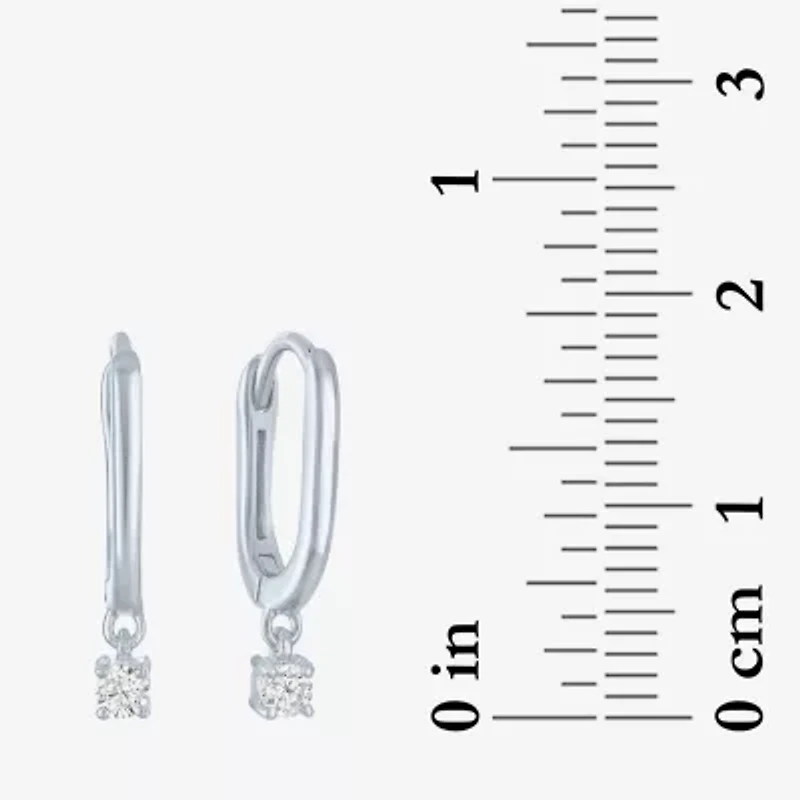 (I1-I2/ G-H) Womens 1/10 CT. T.W. Lab Grown White Diamond Sterling Silver Hoop Earrings