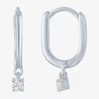 (I1-I2/ G-H) Womens 1/10 CT. T.W. Lab Grown White Diamond Sterling Silver Hoop Earrings