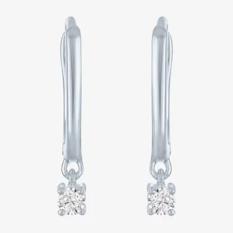(I1-I2/ G-H) Womens 1/10 CT. T.W. Lab Grown White Diamond Sterling Silver Hoop Earrings