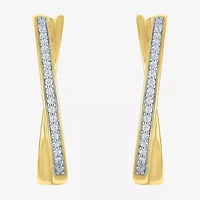 (I1-I2/ G-H) Womens 1/10 CT. T.W. Lab Grown White Diamond 14K Gold Over Silver Sterling Silver 21.9mm Hoop Earrings